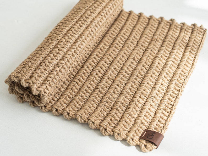 Crochet jute rope rug braid rug jute doormat Etsy