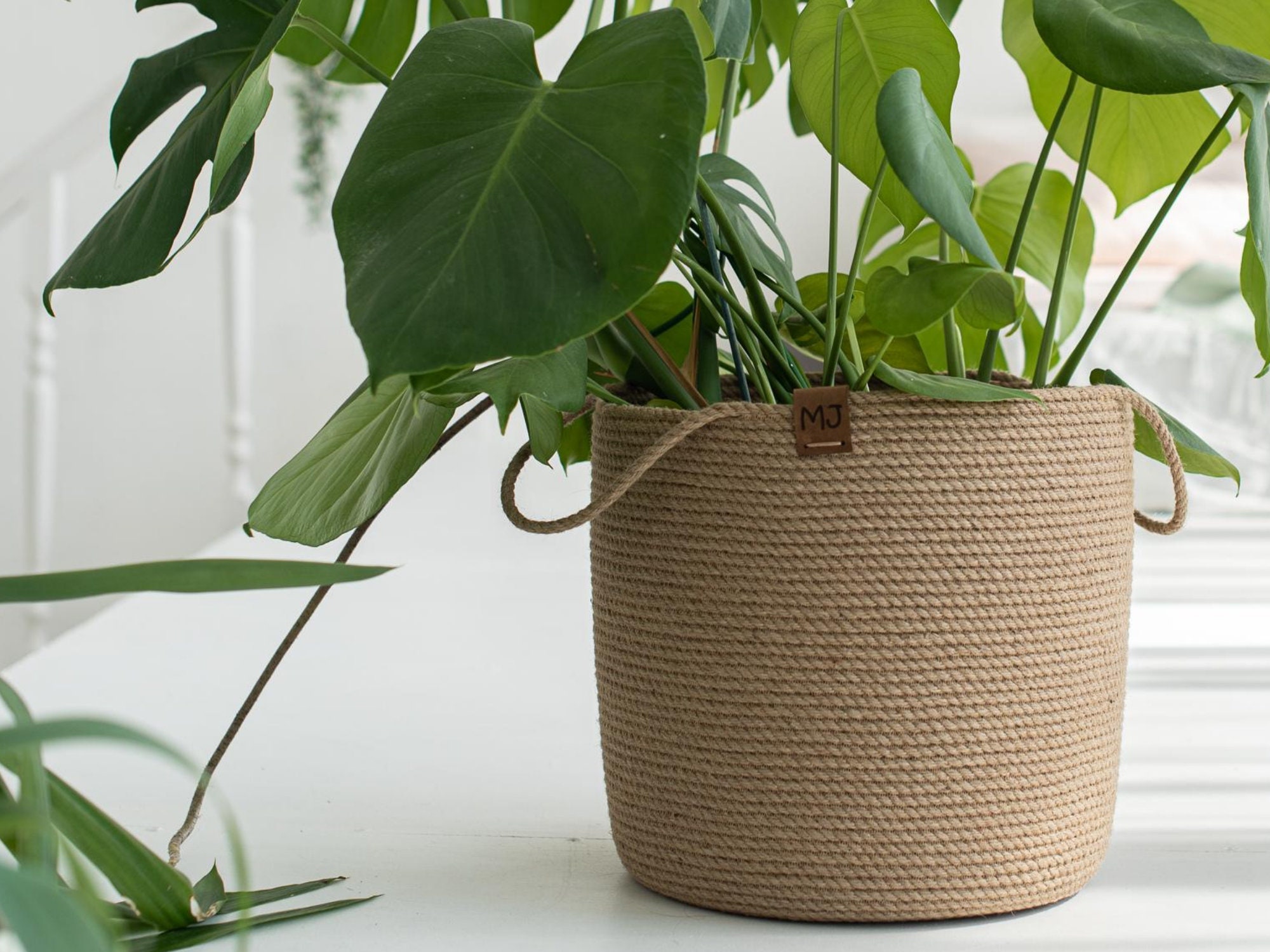 Plant jute rope large basket Etsy