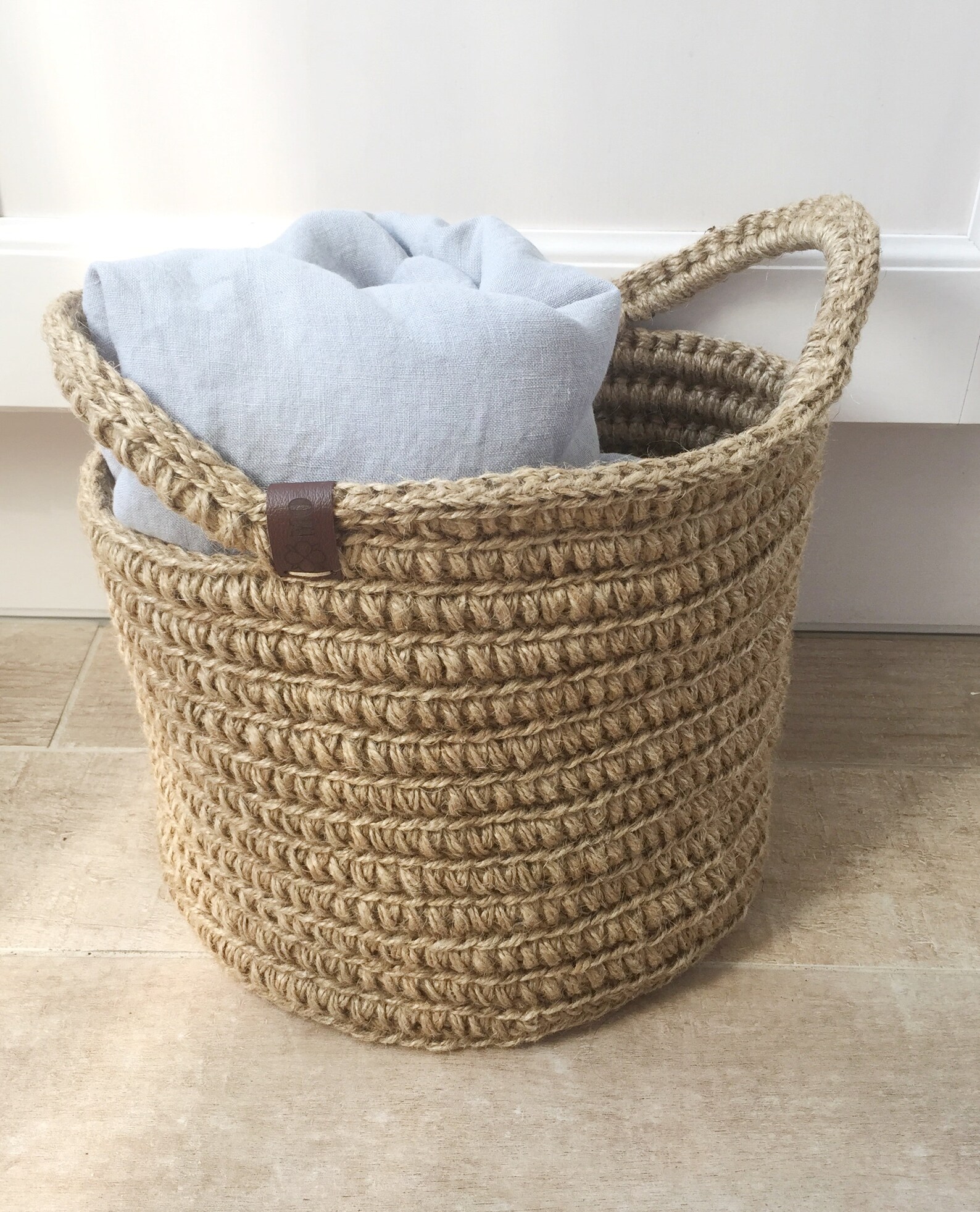 Jute Crochet Laundry Basket Seagrass Basket Wicker Basket Etsy