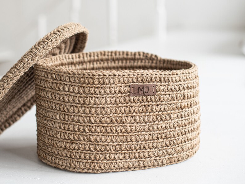 Crochet Jute Oval Laundry Basket With Lid Etsy