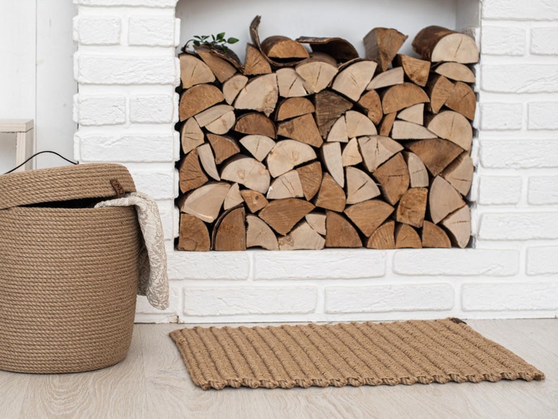 Crochet jute rope rug braid rug jute doormat Etsy