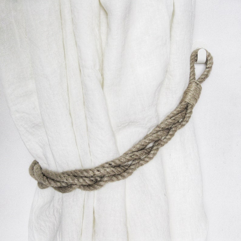 Jute rope curtain tieback shabby chic curtains tie back Etsy