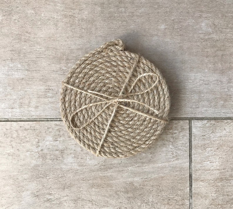 Jute Rope Rustic Coasters Set Kitchen Stand Etsy