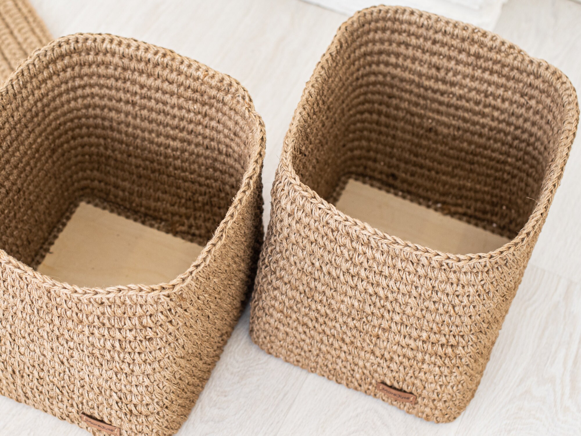 Crochet jute rectangular laundry basket Etsy