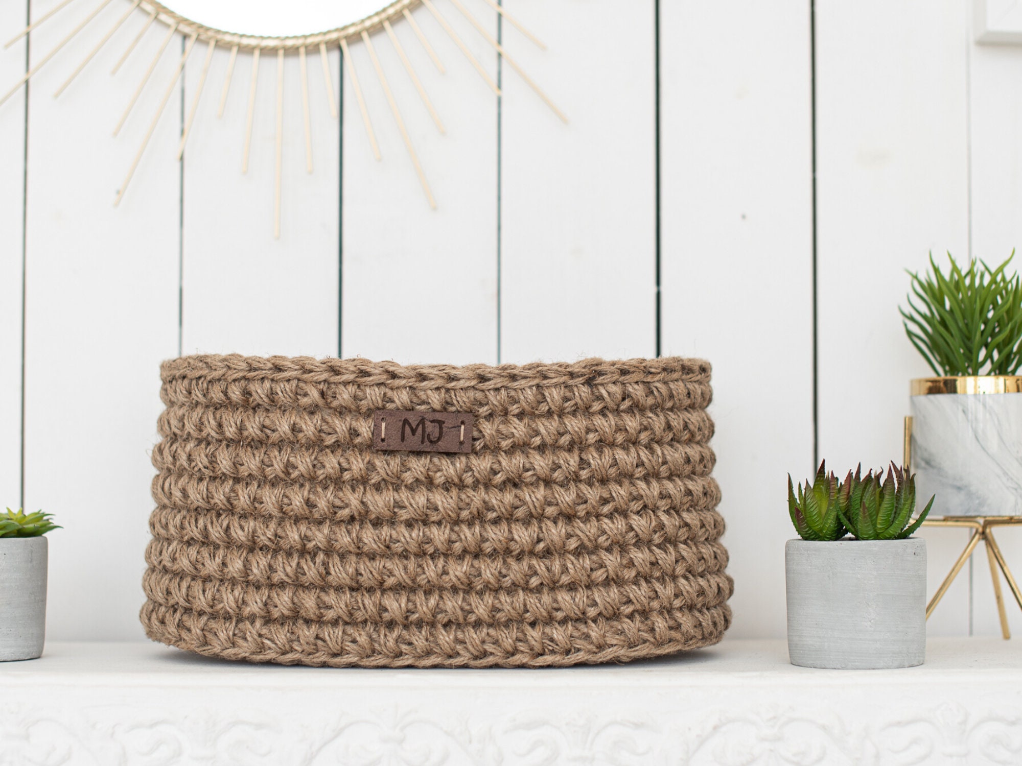 Jute Rope Basket for Plant Etsy