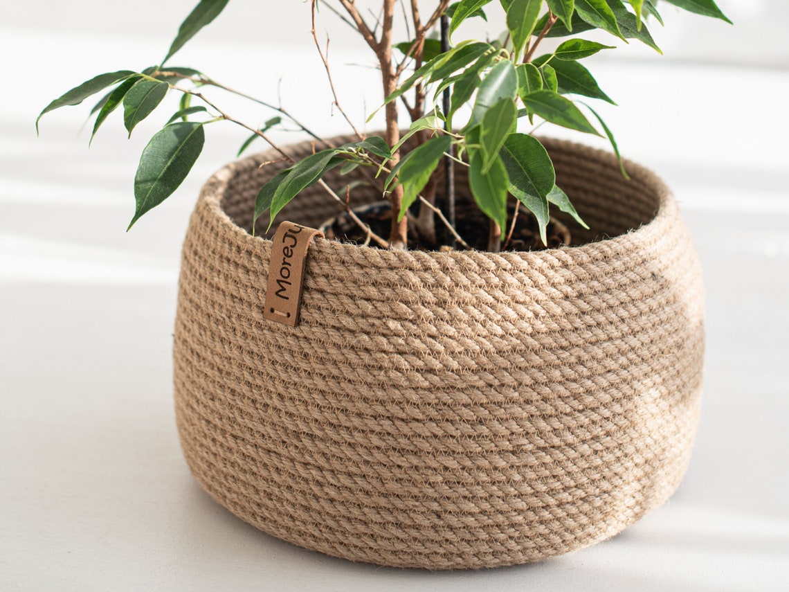 Jute rope plant stand basket rope plant pot jute planter Etsy