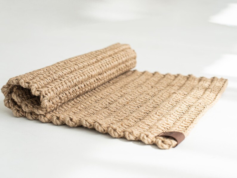 Crochet jute rope rug braid rug jute doormat Etsy