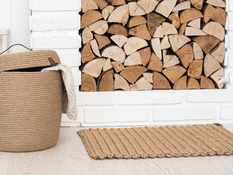 Crochet jute rope rug braid rug jute doormat Etsy