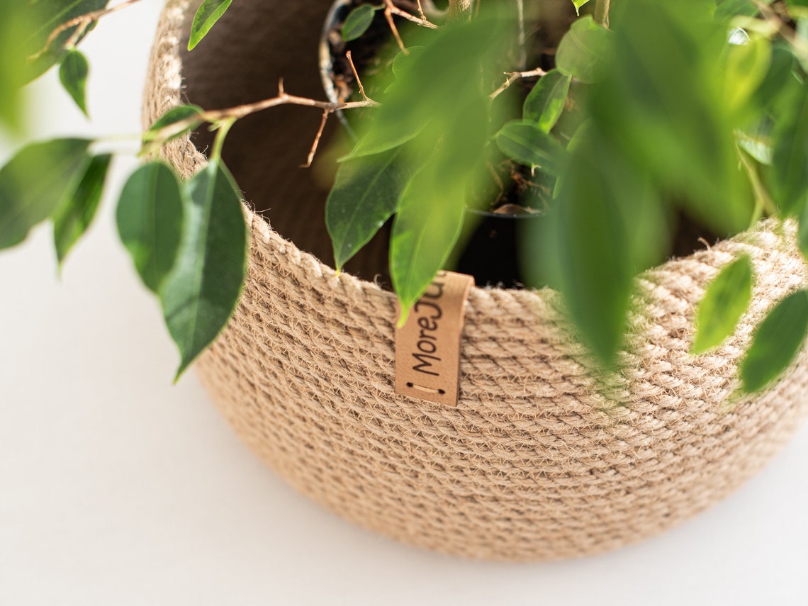 Jute rope plant stand basket rope plant pot jute planter Etsy