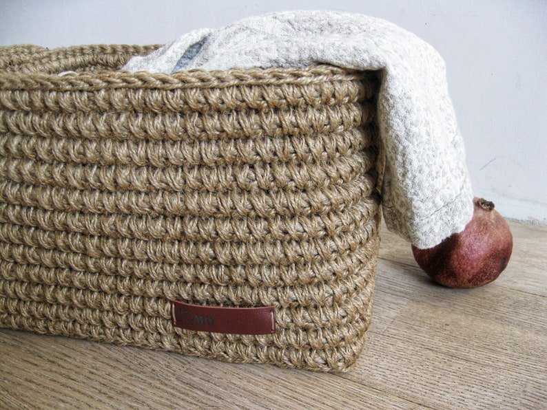 Crochet jute rectangular laundry basket Etsy