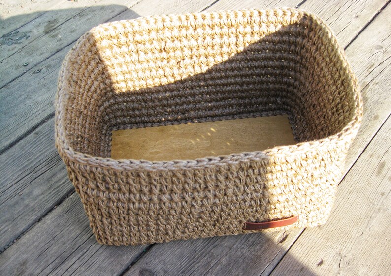 Crochet jute rectangular laundry basket Etsy