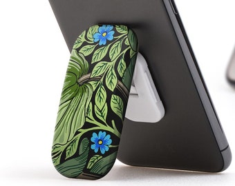 William Morris Forget Me Not Phone Grip & Stand - pour Apple iPhone, Samsung Galaxy, Google Pixel, etc. Floral Popup Holder Kickstand Socket
