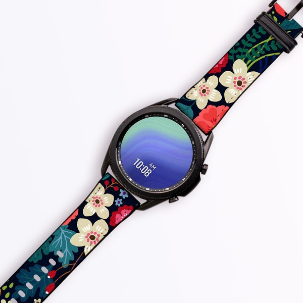 Vivid Florals Band for traditional & smartwatches incl Samsung Galaxy Watch 7 6 5 4 3 Active 2 Watch7 Strap 20mm 22mm Wild Flowers