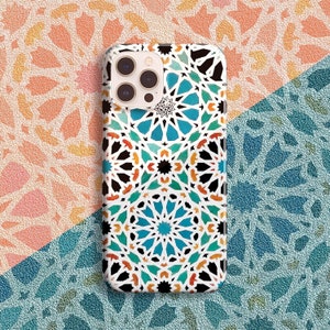 Alhambra Nasrid Phone Case - For iPhone 16 Pro Max 16e MagSafe iPhone 15 SE 14 13 12 11 Geometric Mosaic Islamic Moroccan Spain Tile Azulejo