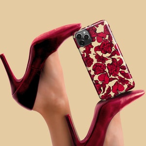 Red Flowers Phone Case - For iPhone 16 Pro Max 16e iPhone 15 Pro Max Floral iPhone 14 Plus 13 Pro 12 iPhone 11 Pro iPhone XR Case X 8 7 6s 5