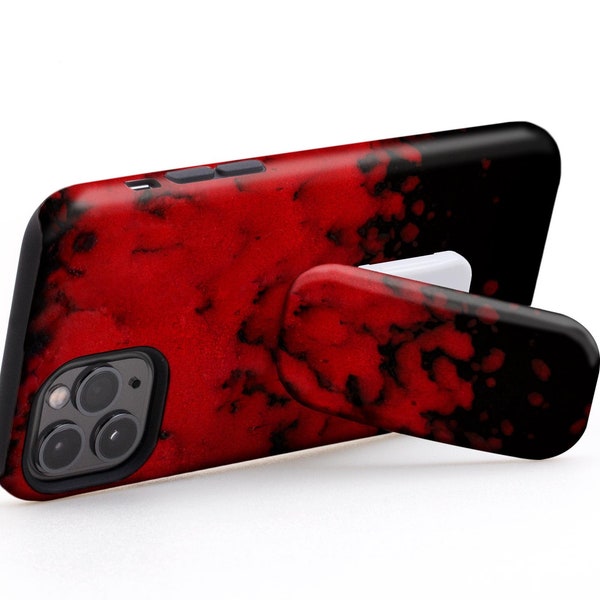 Red Stoneware Phone Grip & Stand - Kickstand for Apple iPhone, Samsung Galaxy, Google Pixel Stone Marble Cell Phone Holder Desk Phone Stand