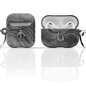 Mudhorn + Mythosaur Beskar AirPods Case Silver Edition - For Apple AirPods 1 2 AirPods Pro Air Pod Star Metal Carabiner Ring Wars Men&#39;s Gift