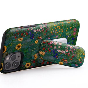Gustav Klimt Phone Stand Farm Garden with Sunflowers - Grip / Kickstand for iPhone, Samsung Galaxy, Google Pixel Floral Phone Holder Desk