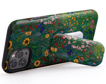 Gustav Klimt Phone Grip & Stand Farm Garden with Sunflowers - Kickstand iPhone, Samsung Galaxy, Google Pixel Floral Cell Phone Holder Desk