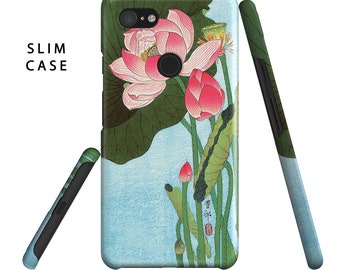Flowering Lotus Phone Case | Avail. for Google Pixel 8 Pro, Pixel 7 Pro, Pixel 6 Pro, Pixel 5 4 XL, 4a 5G 3A XL 2 Floral Pink Flowers Japan