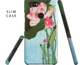 Funda para teléfono con diseño de loto florecido / Para Google Pixel 11 Pro XL, Pixel 10 Pro, Pixel 9, Pixel 8, 7 Pro, Pixel 6. Flores rosas florales. Japón.