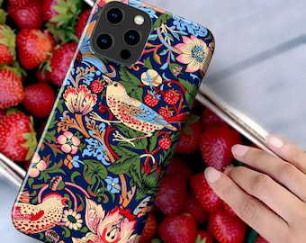 William Morris Strawberry Thief Case -For Apple iPhone 13 Pro Max iPhone 12 Pro Max mini iPhone SE 2020 iPhone 11 XR XS X 8 Floral Card Case
