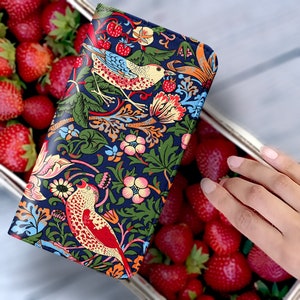 Carteira de telefone William Morris Strawberry Thief - para iPhone 16 Pro Max iPhone 15 14 13 12 11 Samsung Galaxy S25 S24 S23 S22 S21 S20 Floral