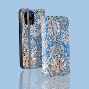 William Morris Windrush Phone Wallet - Para iPhone 16 Pro Max iPhone 15 Pro 14 Plus 13 12 11 Samsung Galaxy S25 S24 S23 S22 S21 S20 Cartão