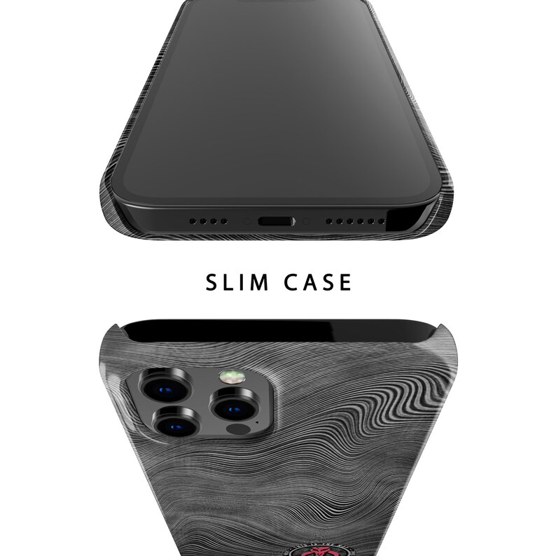 May include: A black phone case with a wood grain pattern and a black camera lens cover. The case is designed to fit a phone with a triple camera system. The case has a slim design and is made of durable material.