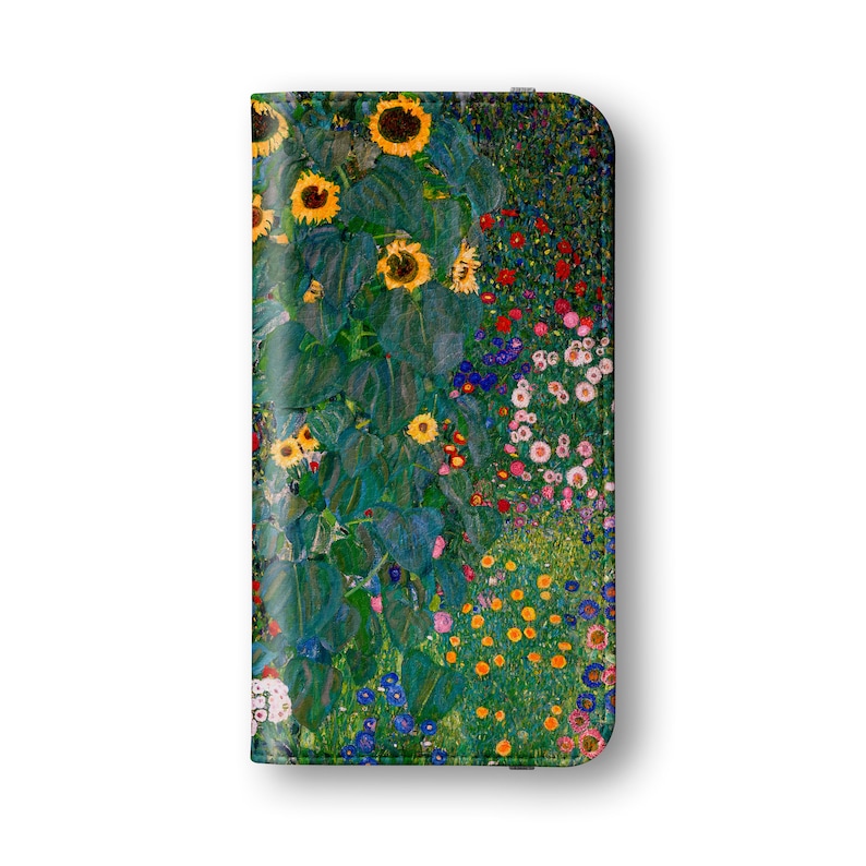Gustav Klimt Farm Garden with Sunflowers Phone Wallet For iPhone 15 Pro Max 14 Pro 13 mini 12 11 Samsung Galaxy S23 S22 S21 Floral Card image 3
