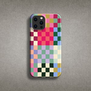 Designer Colorful Checkerboard Phone Case For Apple iPhone 15 Pro Max MagSafe iPhone 14 Pro Max 13 Pro Max SE mini XR 12 11 XS Floral image 1