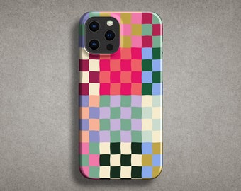 Designer Colorful Checkerboard Phone Case - For Apple iPhone 15 Pro Max MagSafe iPhone 14 Pro Max 13 Pro Max SE mini XR 12 11 XS Floral