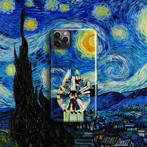Millennium Falcon Phone Case -For iPhone 16 Pro Max 16e MagSafe iPhone 15 Pro iPhone 14 Plus 13 12 11 SE X 8 Starry Star Night Van Gogh War