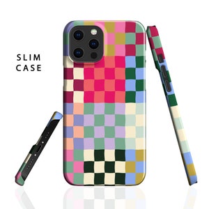 Designer Colorful Checkerboard Phone Case For Apple iPhone 15 Pro Max MagSafe iPhone 14 Pro Max 13 Pro Max SE mini XR 12 11 XS Floral image 3