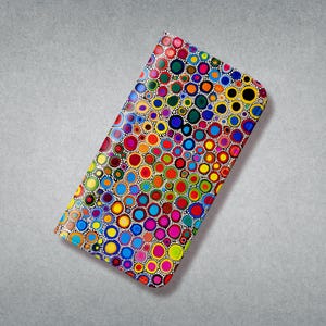 Cartera para teléfono con diseño de arcoíris de inspiración aborigen con flores de arbusto - Para iPhone 16 Pro Max 15 Pro 14 Plus 13 12 11 Samsung Galaxy S25 S24 S23 S22 S21 S20
