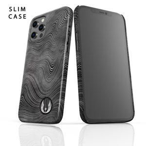 May include: A black and white phone case with a wavy pattern and a Rebel Alliance symbol. The case is designed for a phone with a triple camera system. The text "SLIM CASE" is visible in the top left corner of the image.