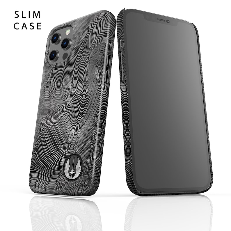May include: A black and white phone case with a wavy pattern and a Rebel Alliance symbol. The case is designed for a phone with a triple camera system. The text "SLIM CASE" is visible in the top left corner of the image.