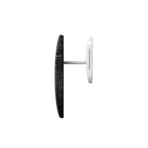 May include: A black wood-look earring with a silver post and a silver backing.