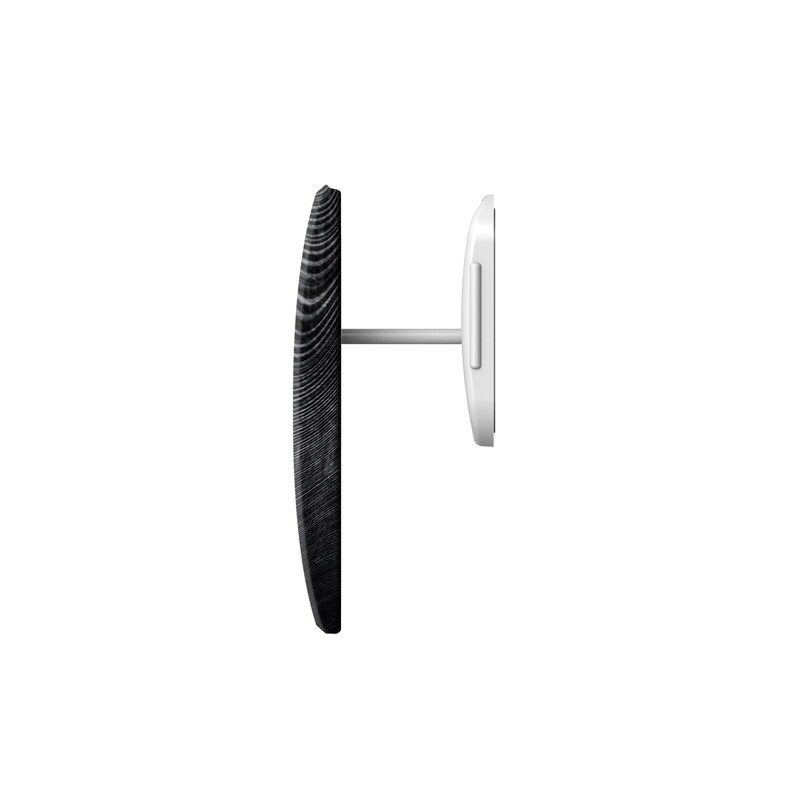 May include: A black wood-look earring with a silver post and a silver backing.
