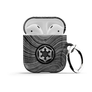 Beskar Imperial AirPods Case Silver Edition - For Apple AirPods 1 2, AirPods Pro Air Pod Star Metal Carabiner Keychain Ring Men Wars