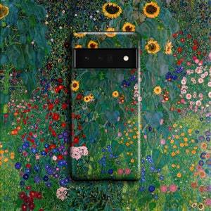 Gustav Klimt Phone Case | For Google Pixel 9 Pro XL 9a Pixel 8 Pro Pixel 7 Pro Pixel 6 Pro Pixel 5 4 4a 3 Floral Farm Garden with Sunflowers