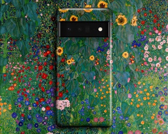 Gustav Klimt Phone Case | Avail for Google Pixel 8 Pro Pixel 7 Pro Pixel 6 Pro Pixel 5 4 XL 4a 5G 3A XL 3 Floral Farm Garden with Sunflowers