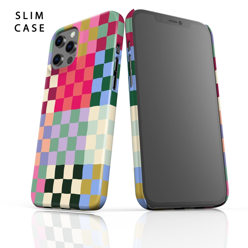 Designer Colorful Checkerboard Phone Case For Apple iPhone 15 Pro Max MagSafe iPhone 14 Pro Max 13 Pro Max SE mini XR 12 11 XS Floral image 2