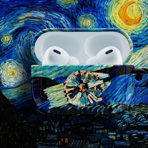 ミレニアム・ファルコン AirPods ケース - Apple AirPods 1 2、AirPods Pro 用 エアポッドカバー メタルカラビナ キーチェーン 星空 星夜 ヴァン・ゴッホ ウォーズ