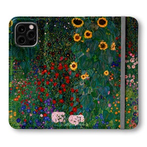 Gustav Klimt Farm Garden with Sunflowers Phone Wallet For iPhone 15 Pro Max 14 Pro 13 mini 12 11 Samsung Galaxy S23 S22 S21 Floral Card image 5