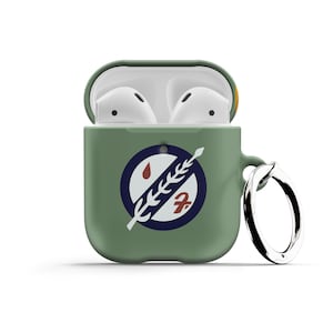 May include: Green Airpods case with a Rebel Alliance symbol and a silver keychain.