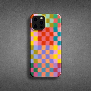 Happy Colorful Checkerboard Phone Case - For Apple iPhone 16 Pro Max 16e MagSafe iPhone 15 Pro Max 14 Plus 13 Pro 12 XR 11 XS