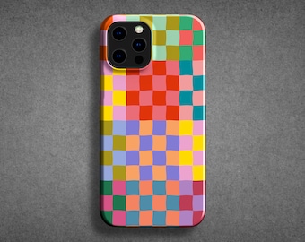 Happy Colorful Checkerboard Phone Case - For Apple iPhone 15 Pro Max MagSafe iPhone 14 Pro Max 13 Pro Max SE mini 12 XR 11 XS