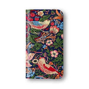 William Morris Strawberry Thief Phone Wallet For iPhone 15 Pro Max iPhone 14 13 mini 12 11 Samsung Galaxy S23 S22 S21 S20 Note Floral Card image 3