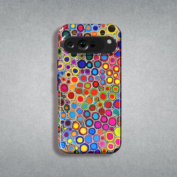 Bush Flowers Aboriginal Inspired Rainbow Phone Case | For Google Pixel 10 Pro XL Pixel 9 Pro 9a, Pixel 8 Pro, Pixel 7 Pro, 6 Pro Floral